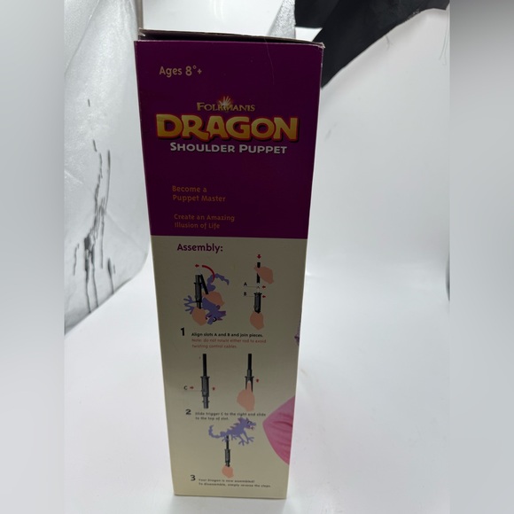 RARE (2005) Folkmanis Dragon Shoulder Puppet Purple Ages 8+ NEW IN BOX, - Picture 4 of 5